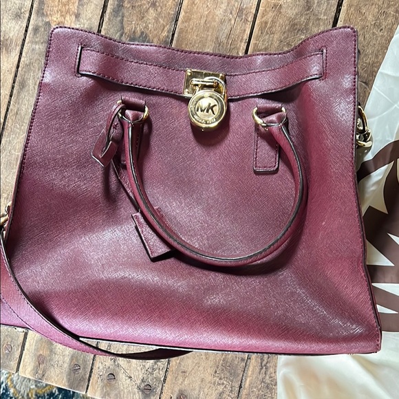 Michael Kors Burgundy Leather Tote Bag - Picture 1 of 7